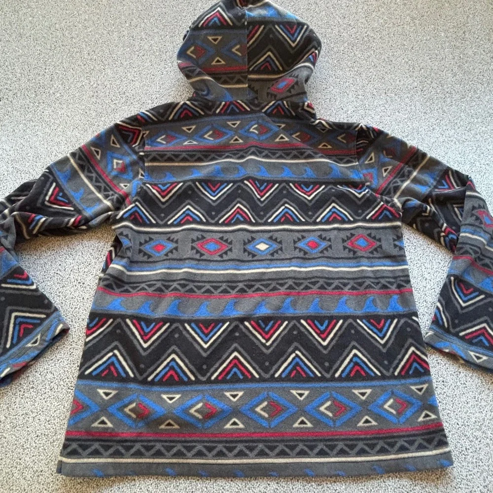 O'Neill Fleece Hoodie Aztec Tribal Men's L Patterned Pullover Pouch 3 Button